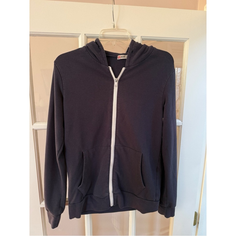 H2H Navy Blue Long Sleeve Zip-Up Hooded Sweatshirt